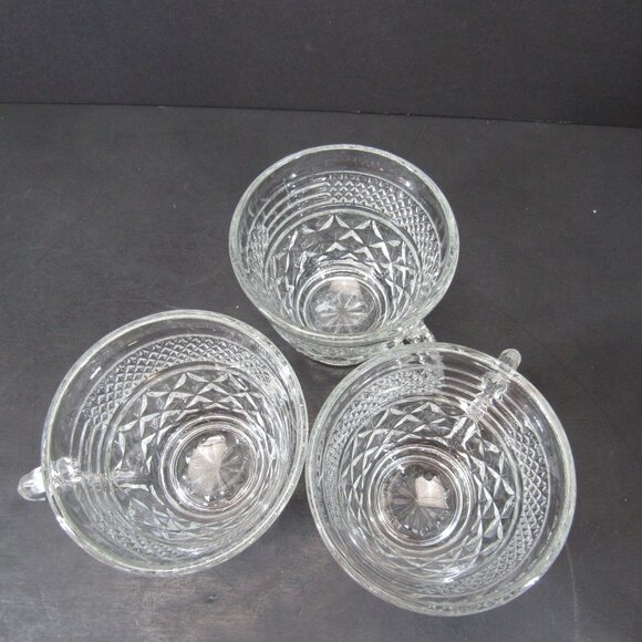 Vintage 3 Anchor Hocking Wexford Clear Glass Criss Cross Pattern 6 Oz Punch Cups - Picture 4 of 7